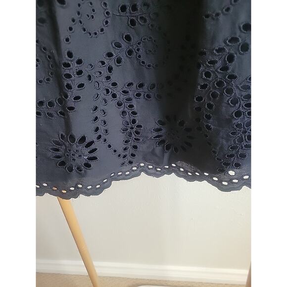 Gianni Bini Black Eyelet V Neck Cap Sleeve Womens Size 6 Mini Dress Pockets - Picture 5 of 10